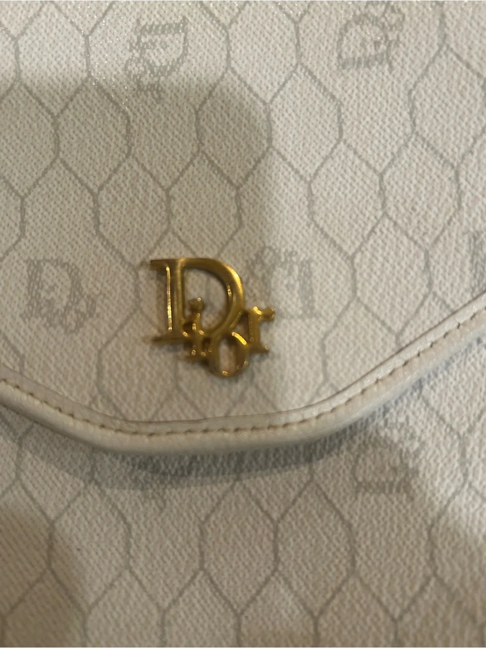 Dior 1990-2000's Honeycomb Shoulder Bag In White with coa
